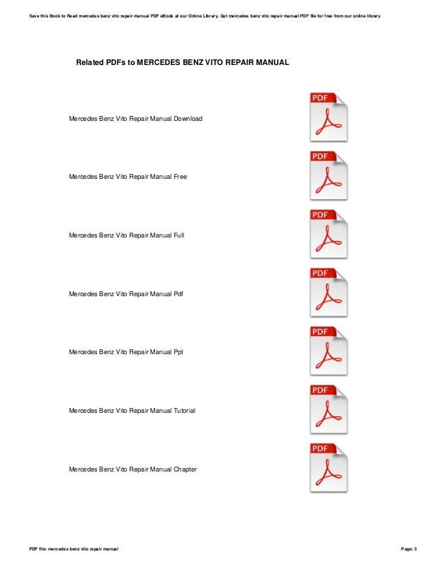 Mercedes Vito Workshop Manual Pdf
